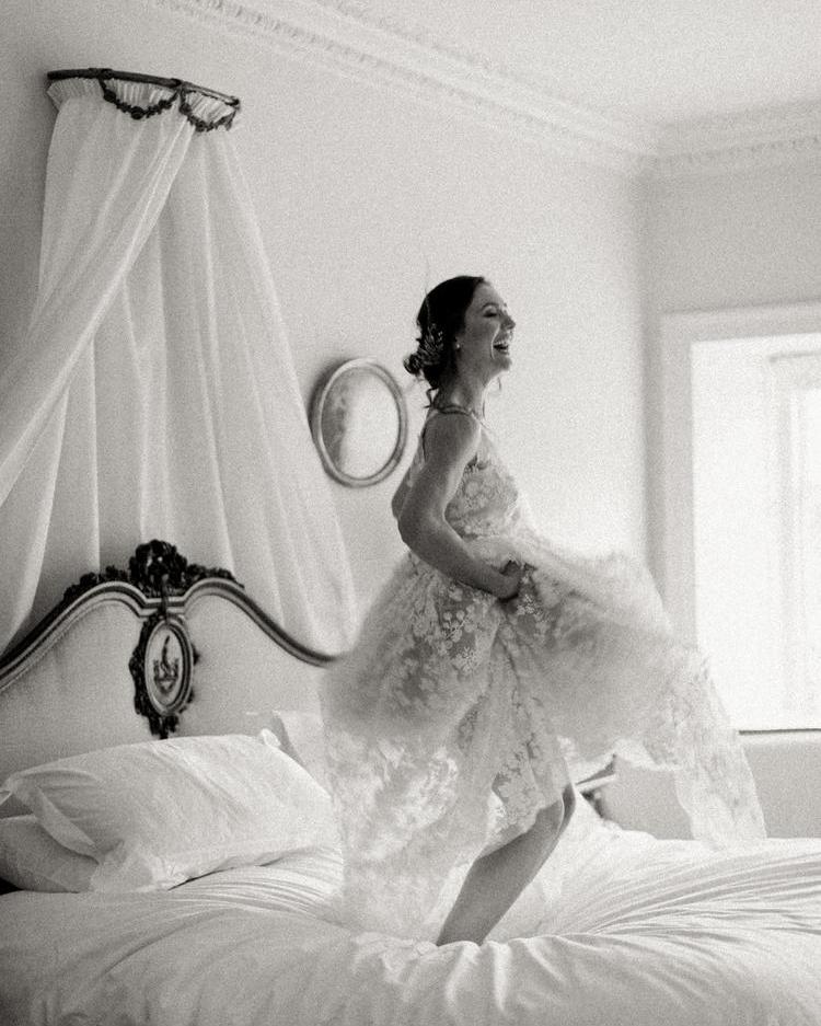 Bride Jumping On Bed